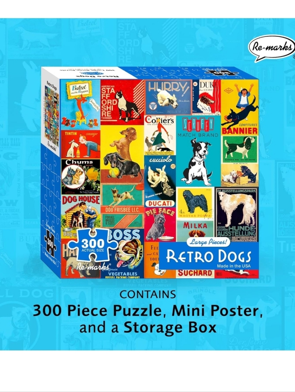 RE-MARKS RETRO DOGS LARGE PIECE 300 PIECE PUZZLE